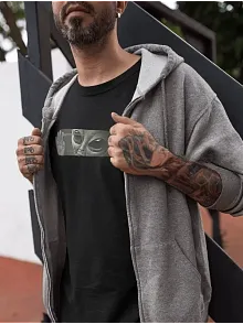 Erkek Kısa Kol Yazlık Tişört Bisiklet Yaka Baskılı Oversize T-shirt - Siyah
