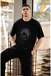 Erkek Baskılı T-shirt Kısa Kol Bisiklet Yaka Regular Fit Rahat Kalıp Günlük Tişört - Siyah