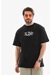 Erkek Kısa Kol Yazlık Tişört Bisiklet Yaka Baskılı Oversize T-shirt - Siyah