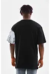 Erkek  Bisiklet Yaka Baskılı Oversize T-shirt - Siyah