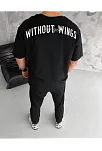 Erkek Kısa Kol Yazlık Tişört Bisiklet Yaka Baskılı Oversize T-shirt - Siyah