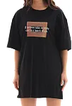 Kadın Baskılı T-shirt Kısa Kol Bisiklet Yaka Oversize Rahat Kalıp Tişört - Siyah