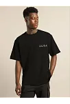 Erkek Kısa Kol Yazlık Tişört Bisiklet Yaka Baskılı Oversize T-shirt - Siyah