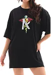 Kadın Baskılı T-shirt Kısa Kol Bisiklet Yaka Regular Fit Rahat Kalıp Günlük Tişört -siyah
