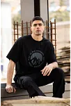Erkek Baskılı T-shirt Kısa Kol Bisiklet Yaka Regular Fit Rahat Kalıp Günlük Tişört - Siyah