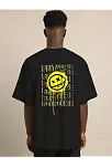 Erkek Kısa Kol Yazlık Tişört Bisiklet Yaka Baskılı Oversize T-shirt - Siyah