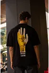 Erkek Kısa Kol Yazlık Tişört Bisiklet Yaka Baskılı Oversize T-shirt - Siyah