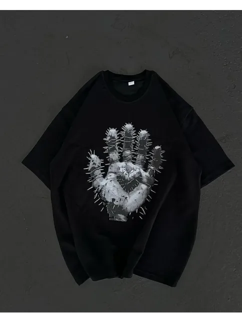 Kadın Baskılı T-shirt Kısa Kol Bisiklet Yaka Regular Fit Rahat Kalıp Günlük Tişört  - Siyah