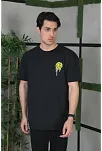Erkek Kısa Kol Yazlık Tişört Bisiklet Yaka Baskılı Oversize T-shirt - Siyah