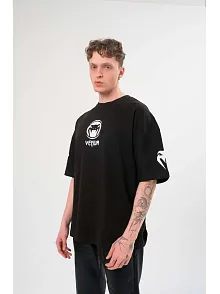 Erkek Kısa Kol Tişört Göğüs Ve Kol Bisiklet Yaka Baskılı T-shirt - Siyah