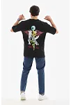 Erkek Baskılı T-shirt Kısa Kol Bisiklet Yaka Regular Fit Rahat Kalıp Tişört -  Siyah