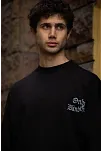 Erkek Kısa Kol Yazlık Tişört Bisiklet Yaka Baskılı Oversize T-shirt - Siyah