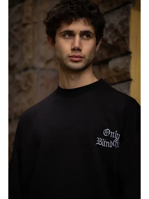 Erkek Kısa Kol Yazlık Tişört Bisiklet Yaka Baskılı Oversize T-shirt - Siyah