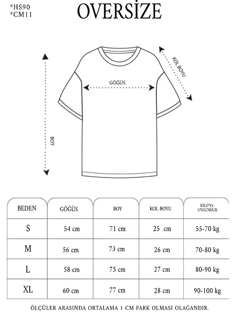 Kadın Baskılı T-shirt Kısa Kol Bisiklet Yaka Oversize Rahat Kalıp Tişört - Siyah