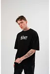 Erkek Kısa Kol Yazlık Tişört Bisiklet Yaka Baskılı Oversize T-shirt -  Siyah