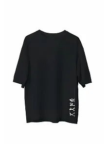 Erkek Baskılı T-shirt Kısa Kol Bisiklet Yaka Regular Fit Rahat Kalıp Günlük Tişört - Siyah