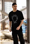 Erkek Baskılı T-shirt Kısa Kol Bisiklet Yaka Regular Fit Rahat Kalıp Günlük Tişört - Siyah
