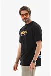 Erkek Kısa Kol Yazlık Tişört Bisiklet Yaka Baskılı Oversize T-shirt - Siyah