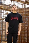 Erkek Kısa Kol Tişört Bisiklet Yaka Los Angeles  Baskılı T-shirt - Siyah