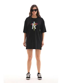 Kadın Baskılı T-shirt Kısa Kol Bisiklet Yaka Regular Fit Rahat Kalıp Günlük Tişört -siyah
