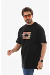 Erkek Baskılı T-shirt Kısa Kol Bisiklet Yaka Regular Fit Rahat Kalıp Tişört -  Siyah