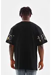 Erkek Kısa Kol Yazlık Tişört Bisiklet Yaka Baskılı Oversize T-shirt - Siyah