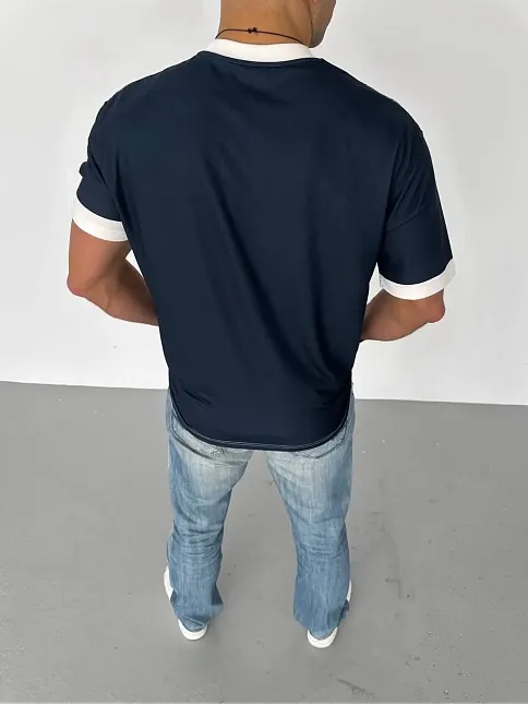 Erkek Bisiklet Yaka Baskılı Kısa Kol Oversize T-shirt - Siyah
