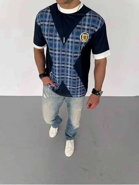 Erkek Bisiklet Yaka Baskılı Kısa Kol Oversize T-shirt - Siyah