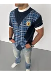 Erkek Bisiklet Yaka Baskılı Kısa Kol Oversize T-shirt - Siyah