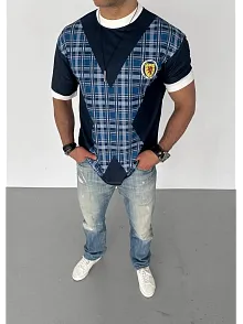 Erkek Bisiklet Yaka Baskılı Kısa Kol Oversize T-shirt - Siyah