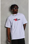 Erkek Kısa Kol Yazlık Tişört Bisiklet Yaka Baskılı Oversize T-shirt - Beyaz