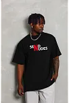 Erkek Kısa Kol Yazlık Tişört Bisiklet Yaka Baskılı Oversize T-shirt - Siyah