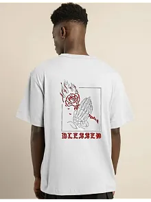 Erkek Baskılı T-shirt Kısa Kol Bisiklet Yaka Regular Fit Rahat Kalıp Günlük Tişört - Beyaz