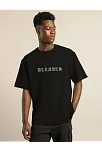 Erkek Baskılı T-shirt Kısa Kol Bisiklet Yaka Regular Fit Rahat Kalıp Günlük Tişört - Siyah