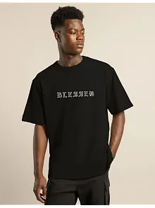 Erkek Baskılı T-shirt Kısa Kol Bisiklet Yaka Regular Fit Rahat Kalıp Günlük Tişört - Siyah