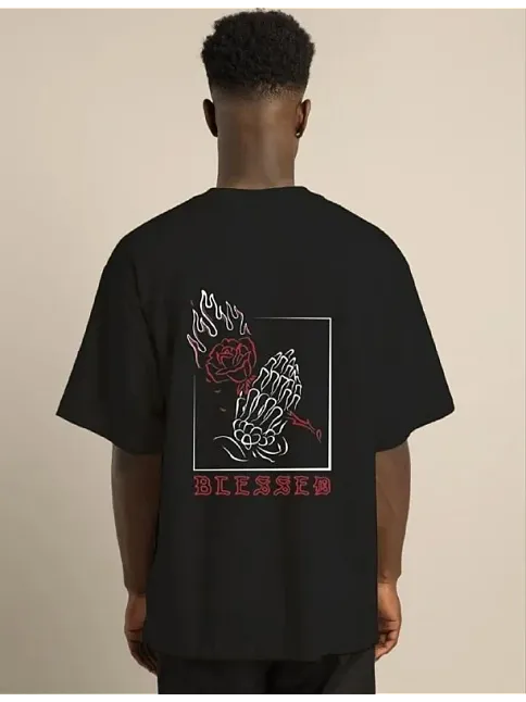 Erkek Baskılı T-shirt Kısa Kol Bisiklet Yaka Regular Fit Rahat Kalıp Günlük Tişört - Siyah