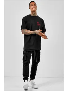 Erkek Baskılı T-shirt Kısa Kol Bisiklet Yaka Regular Fit Rahat Kalıp Tişört - Siyah
