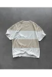 Erkek  Kısa Kol  Bisiklet Yaka Parçalı T-shirt - Bej