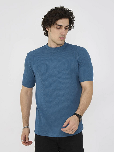Erkek Yazlık Tişört Bisiklet Yaka T-shirt- Turkuaz