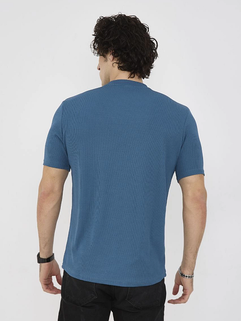 Erkek Yazlık Tişört Bisiklet Yaka T-shirt- Turkuaz