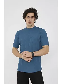 Erkek Yazlık Tişört Bisiklet Yaka T-shirt- Turkuaz