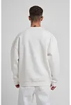 Erkek Bisikilet Yaka 3 Plik Pamuklu Sweatshirt - Beyaz