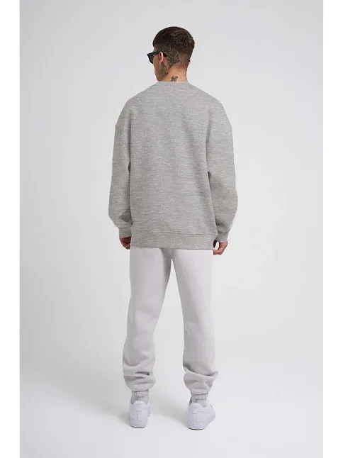 Erkek Bisikilet Yaka 3 İplik Pamuklu Sweatshirt - Gri
