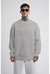 Erkek Bisikilet Yaka 3 İplik Pamuklu Sweatshirt - Gri