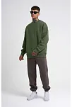 Erkek Bisikilet Yaka 3 İplik Pamuklu Sweatshirt - Haki