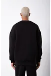 Erkek Bisikilet Yaka 3 İplik Pamuklu Sweatshirt - Siyah