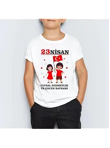 Unisex Çocuk Baskılı T-shirt - Beyaz