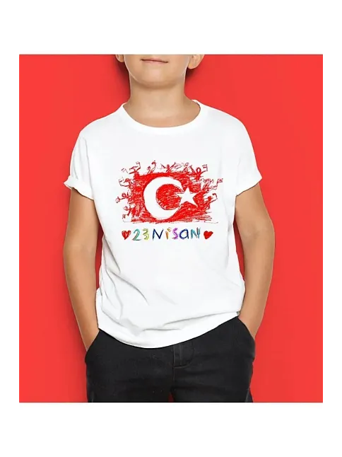 Unisex Çocuk Baskılı T-shirt - Beyaz