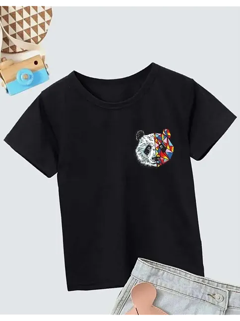 Unisex Çocuk Baskılı T-shirt - Siyah