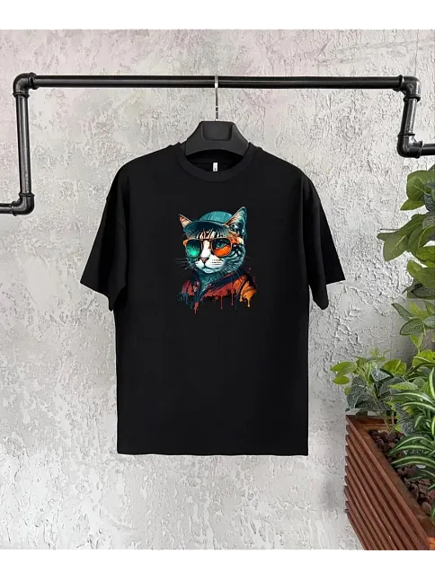 Unisex Çocuk Baskılı T-shirt - Siyah